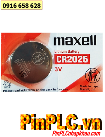 Maxell CR2025, Pin 3v lithium Maxell CR2025 chính hãng (vỉ 5viên)
